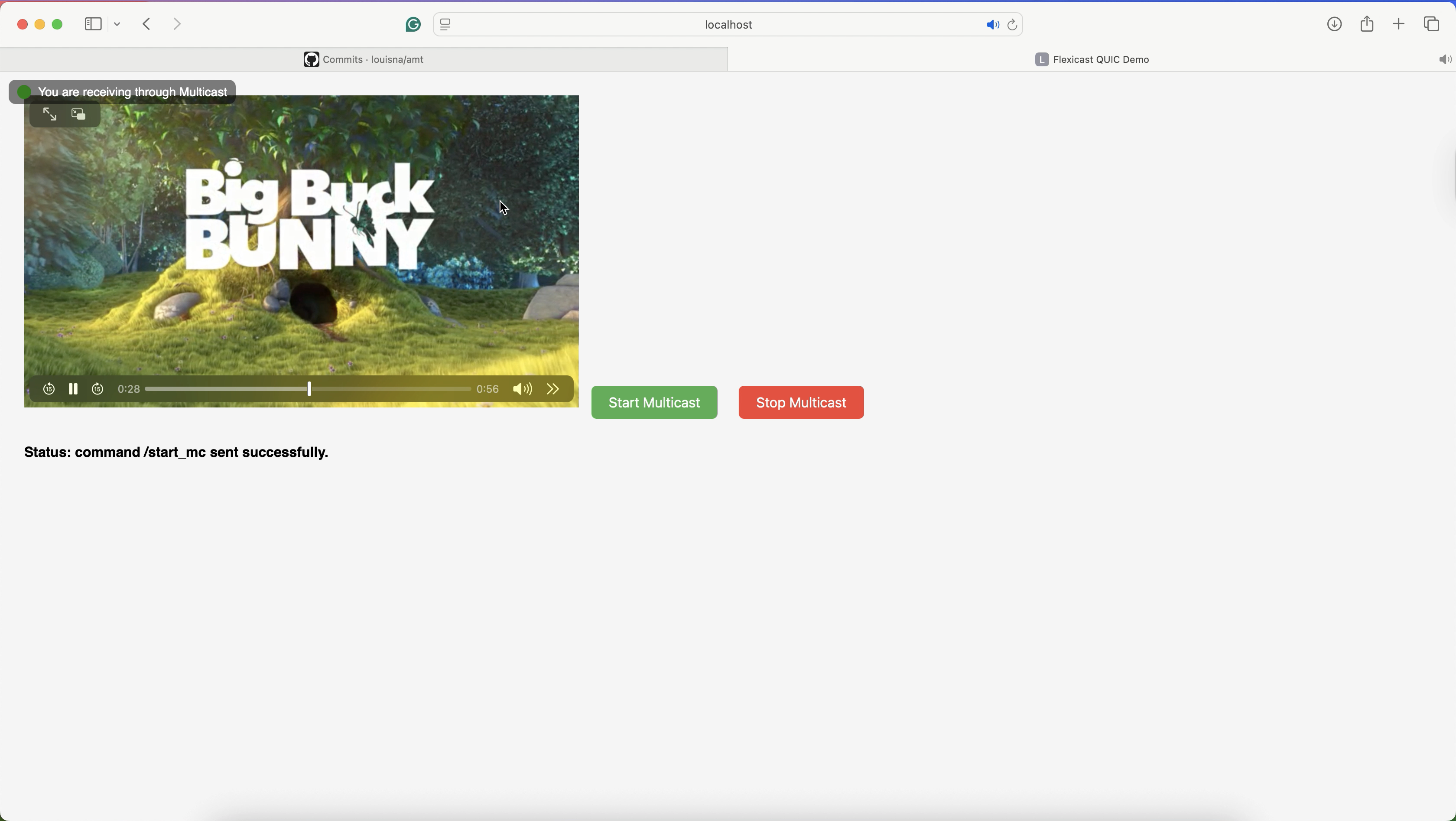 Big Buck Bunny stream from Flexicast QUIC in the browser!